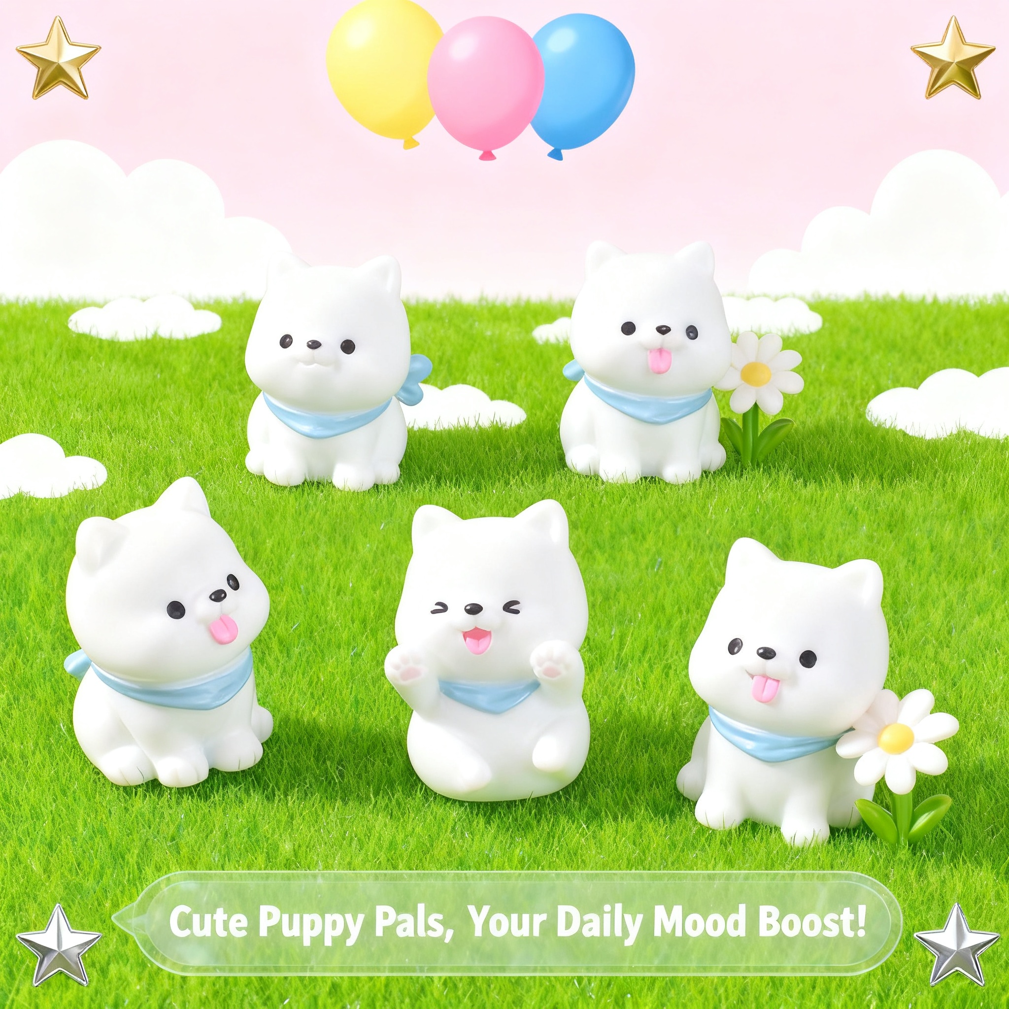 Model Kit Bandai - 4Pcs Set Cute Cartoon Anime Dog